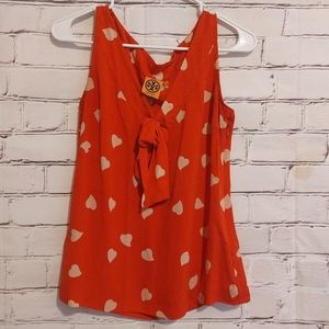 Tory Burch 100% Silk Heart Graphic Blouse